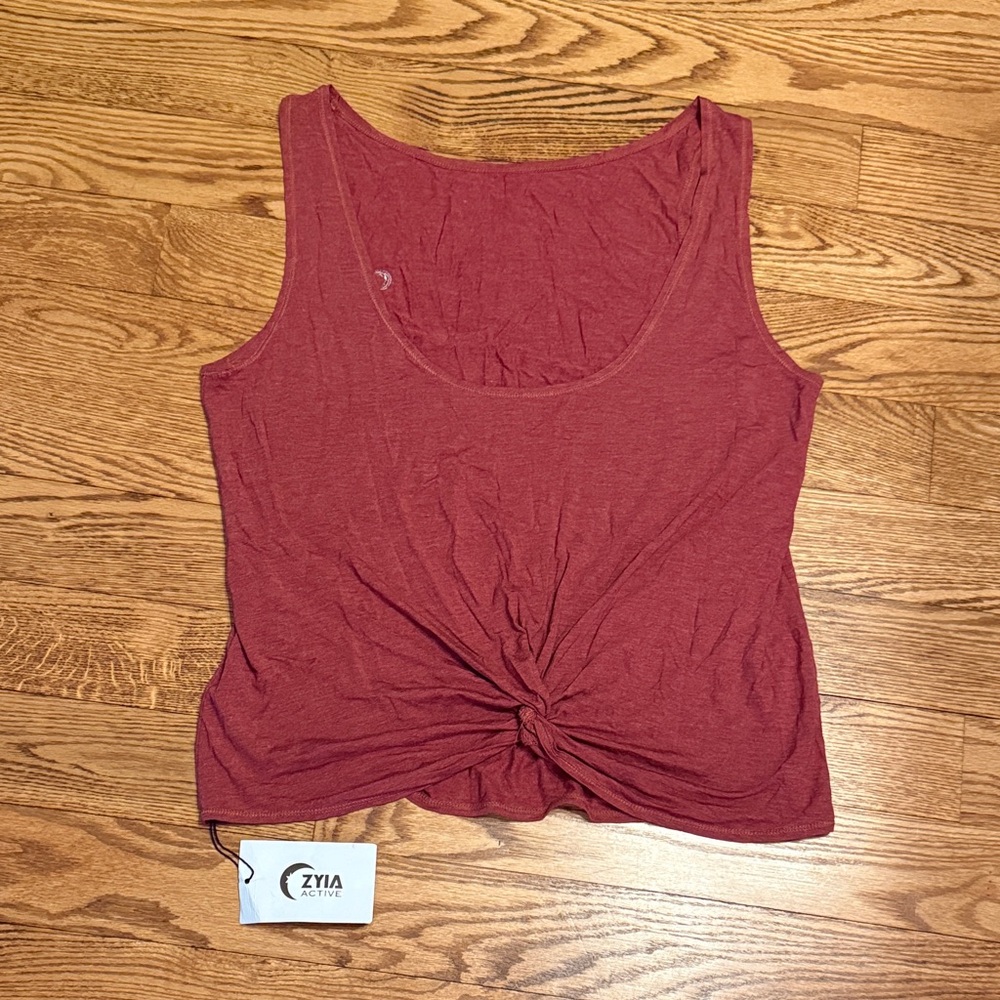 ZYIA Women's Burgundy Twist Tank Top - Picture 2 of 8